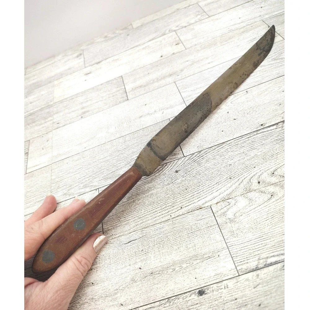 Vintage Wooden Handle Kitchen Knife Rustic‎ Farmhouse Decor Display